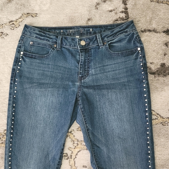 Jennifer Lopez Skinny Jeans Size 8 - Trendy Silver Studs - Chic Street Style - Picture 5 of 13